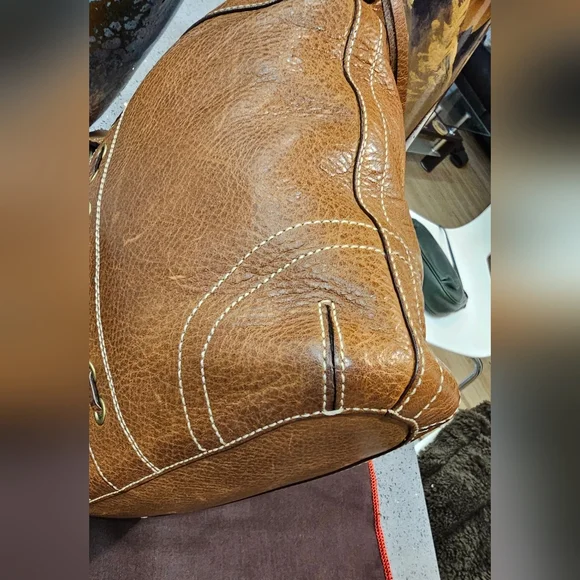 Coach Saddle Brown Vintage Chelsea 10399 Shoulder Bag w/Whipstitch Tassel Detail - Picture 15 of 17